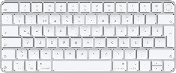 Apple Touch ID özellikli Magic Keyboard: Bluetooth, şarj edilebilir. Apple çipe sahip Mac bilgisayarlarla çalışır; Türkçe Q Klavye, Beyaz Tuşlar (USB-C) Outlet ürün görseli 1