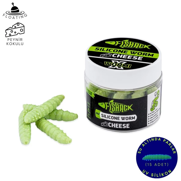 Yüzen Silikon Kurt - Glow Alabalık Yemi - 37mm - Peynir Kokulu - Küf Yeşili ürün görseli 1