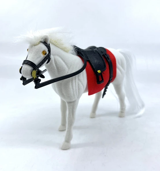 Livery Stable - Süvari Eyerli Beyaz Oyuncak At - Resim 3