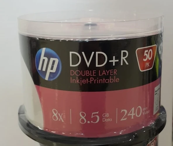 HP DVD+R DL 8.5GB PRINTABLE 50LI CAKEBOX ürün görseli 1