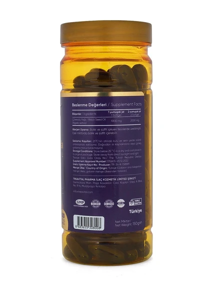 Senkavit 1000 MG Bitkisel Çörekotu Yağı Bitkisel Gıda Takviyesi 100 Kapsül - Resim 2