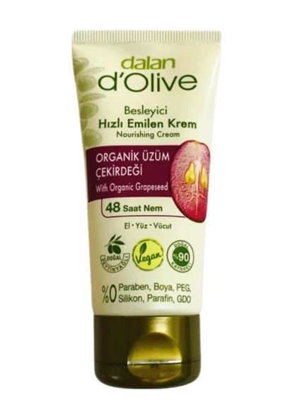 Dalan D'olive Üzüm Çekirdeği Özlü Besleyici Hızlı Emilen Tüp Krem 250 ML ürün görseli 1