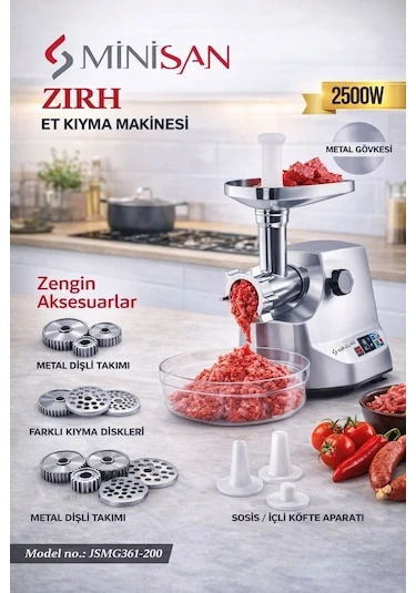 Minisan JSMG361-200 2500 W Zırh Et Kıyma Makinesı ürün görseli 1