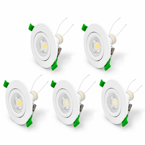 LED Spot Seti 5’li Beyaz Yuvarlak Kasa 4000K Doğal Beyaz GU10 Ampul Dahil Tak Çalıştır 6,5cm Gömme Tavan Spotu ürün görseli 1