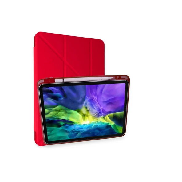 Apple İpad Air 4 10.9 Kılıf Kalemlikli Mars Tablet Kılıfı - Kırmızı ürün görseli 1