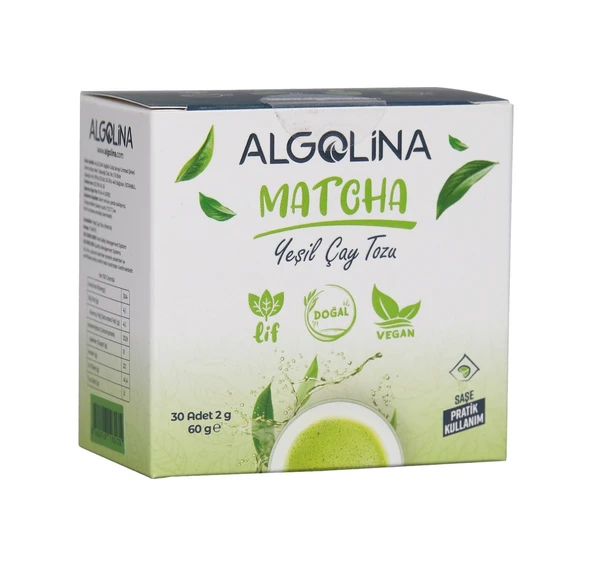 Algolina Matcha Tozu 2 Gr Şase 30 Adet Takviye Edici Gıda ürün görseli 1