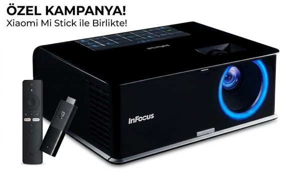 Akıllı Projeksiyon TV Android Box Hediyeli!!! INFOCUS PROJEKSİYON CİHAZI IN3114 HDMI ORJİNAL LAMBA 2.500 SAAT GARANTİ KUMANDA HDMI KABLO (YENİLENMİŞ TEŞHİR ÜRÜNÜ!) ürün görseli 1