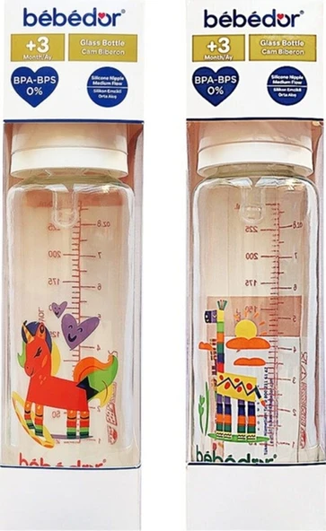 Bebedor Desenli Cam Biberon 250 ML 31302 ürün görseli 1