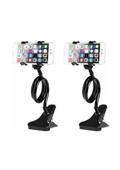 3B Trend 2 Adet Akrobat Telefon Tutucu Siyah Spiral Gövdeli Esnek Telefon Stand Video İzleme Aparatı ürün görseli 1