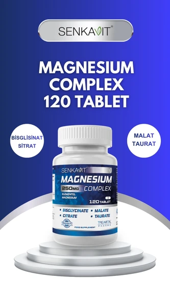 Senkavit Magnezyum Kompleks 120 Tablet 250 Mg 4 Form, Sitrat, Taurat, Malat, Bisglisinat, B6 ürün görseli 1