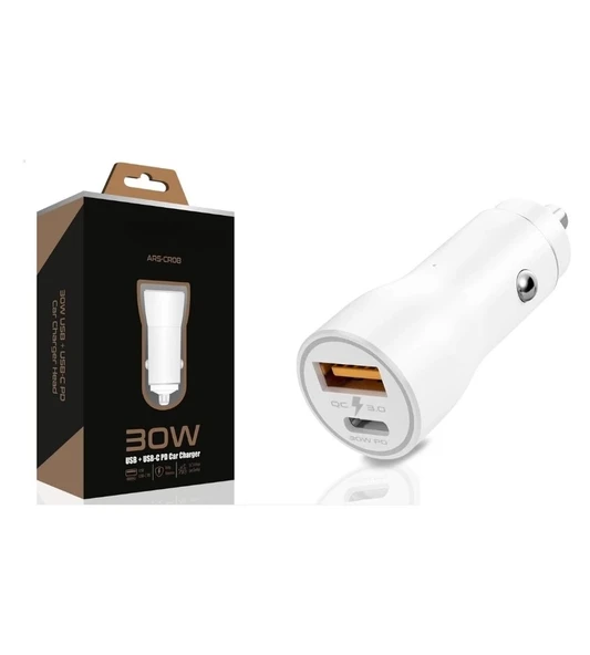 30W USB ve USB-C PD Araba Şarj Cihazı Hızlı Şarj, iPhone ve Android Uyumlu, Çift Çıkışlı ürün görseli 1
