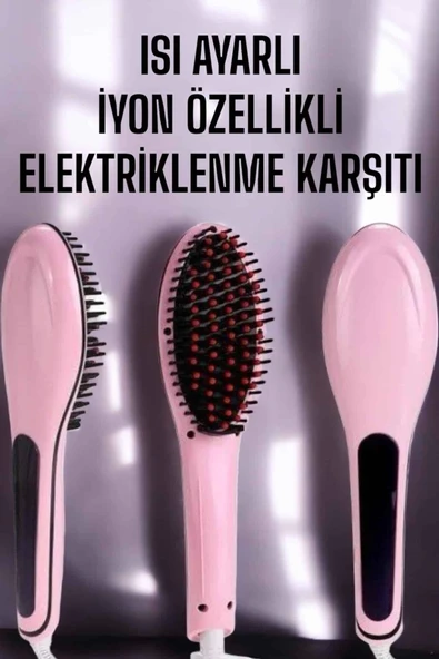 Saç Düzleştirici Tarak Isı Ayarlı Yıpranma Önleyici Düzleştirici Fön Tarak ürün görseli 1