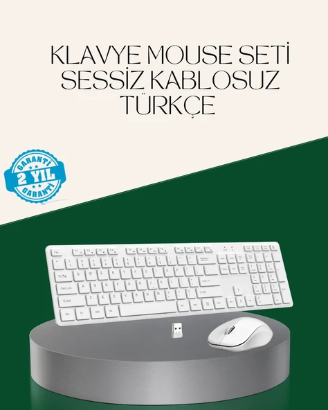 Ergonomik Kablosuz Klavye Mouse Takımı - Tam Boy, Sessiz ve Güvenilir ürün görseli 1