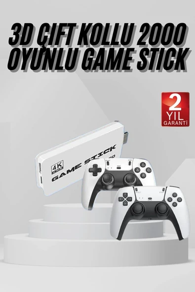 yeni nesil 3D 4K 2000 Oyunlu Game Stick Oyun Konsolu Çift Konsol ürün görseli 1