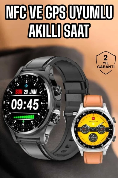 Akıllı Saat Titreşimli Pusula Nabız ve Tansiyon Ölçer NFC Uyumlu ürün görseli 1