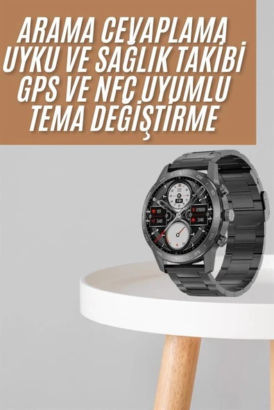 Akıllı Saat Çelik Kordon Çağrı Cevaplama Amoled Ekran Titreşimli Uyku ve Sağlık Takibi ürün görseli 1