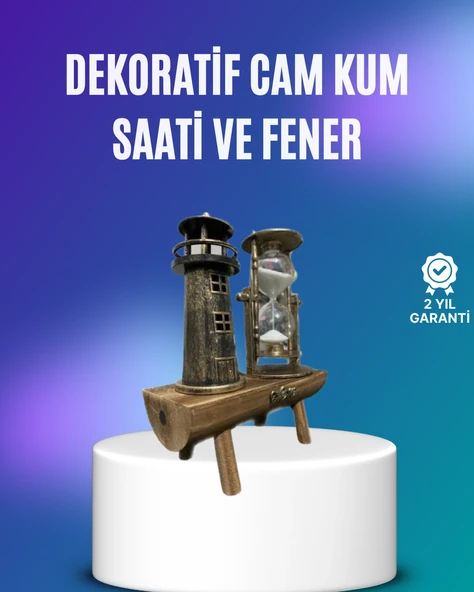Deniz Feneri Şeklinde El Yapımı Kum Saati – Ev ve Ofis İçin Zarif Süs ürün görseli 1