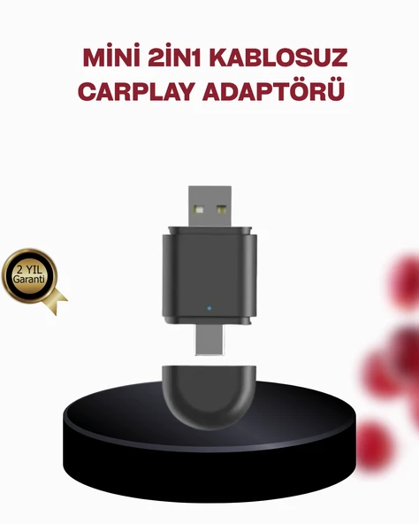 Kablosuz CarPlay Adaptörü – Bluetooth 5.4 ve Wi-Fi 6 Teknolojili Tak & Çalıştır Dönüştürücü ürün görseli 1