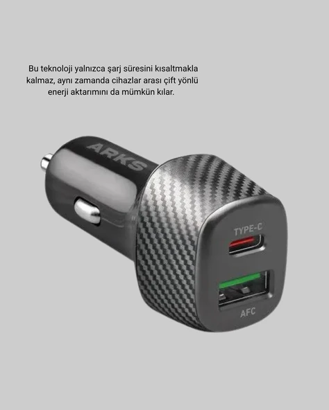 Araç Tipi Hızlı Şarj Adaptörü Type-C PD USB Çift Port Kompakt - Resim 2