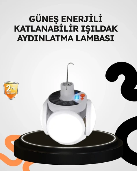 Güneş Enerjili Katlanabilir 5 Kanatlı Solar Bahçe Lambası ürün görseli 1