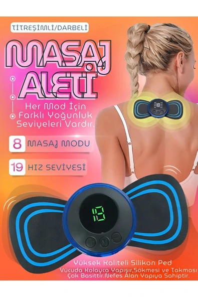 Kelebek Masaj Aleti Bel Sırt Bacak Kol Titreşimli Masaj Pedi Şarjlı 8 Modlu Vücut Tens Cihazı ürün görseli 1