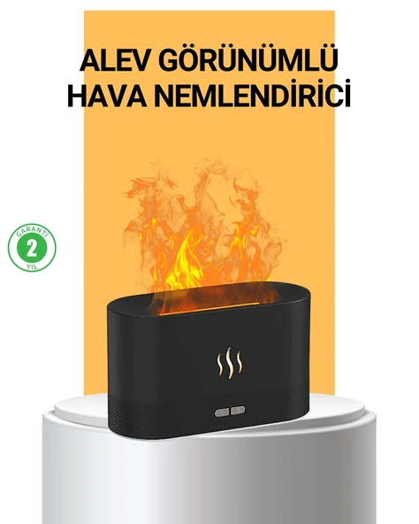 Modern Tasarımlı Alev Efektli LED Aromaterapi Hava Nemlendirici ürün görseli 1