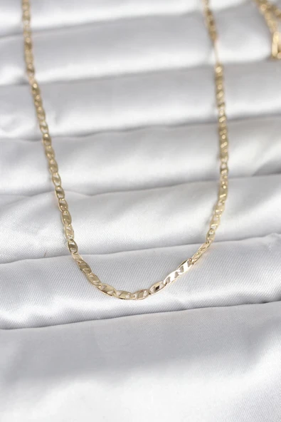 CM 14K Gold Renk Yassı Zincir Model 60 cm Kadın Kolye ürün görseli 1