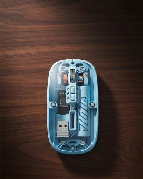 Bluetooth 5.2 Destekli Mavi Pilli Kablosuz Mouse ürün görseli 1