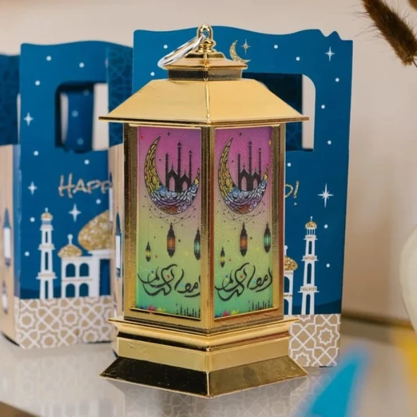Ramazan Temalı Küçük Kare Kubbe LED Lamba - Resim 3