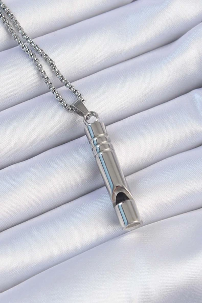 Acil Durum Düdüğü 316L Çelik Kararma Yapmaz Yüksek Desibel Kolye Unisex ürün görseli 1
