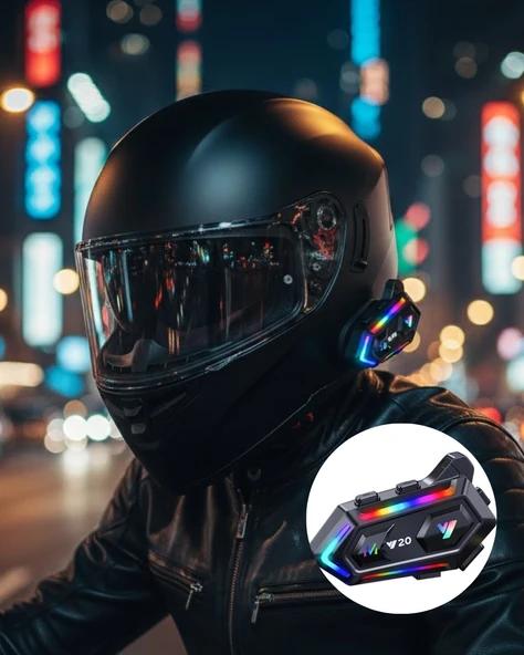 IPX6 Su Geçirmez Intercom 1000m Bağlantı 1000mAh Batarya RGB Işıklı ürün görseli 1