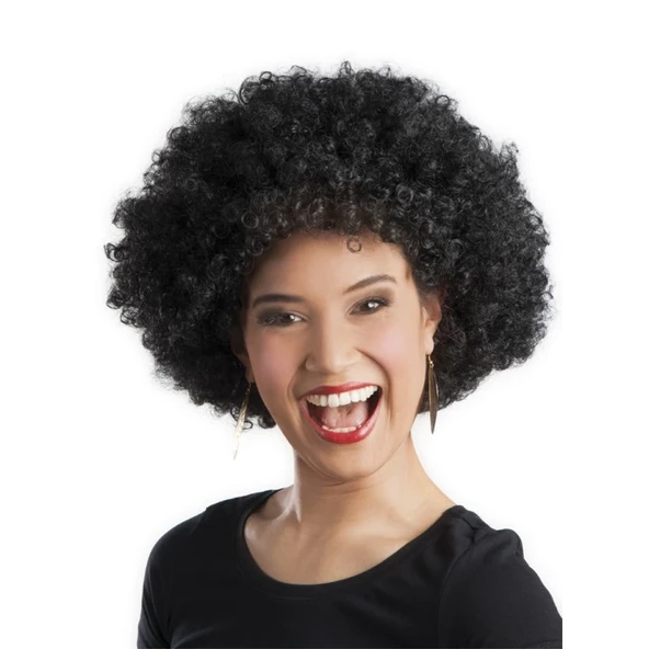 Siyah Renk Kıvırcık Afro Bonus Peruk Parti Peruğu ürün görseli 1