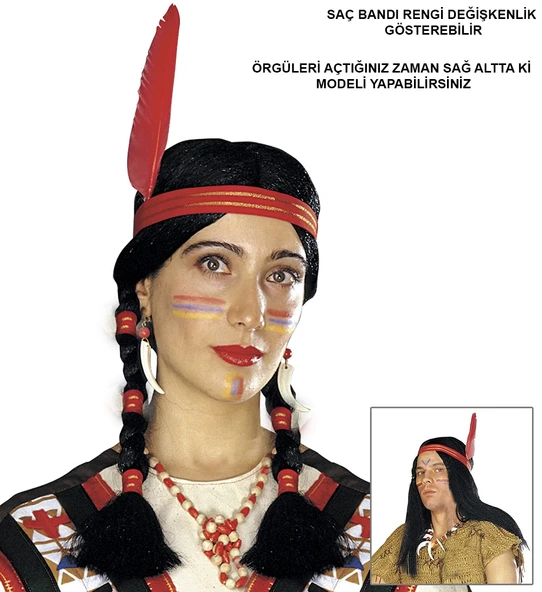 Tüylü Örgülü Hint Peruğu Kızılderili Peruğu ürün görseli 1