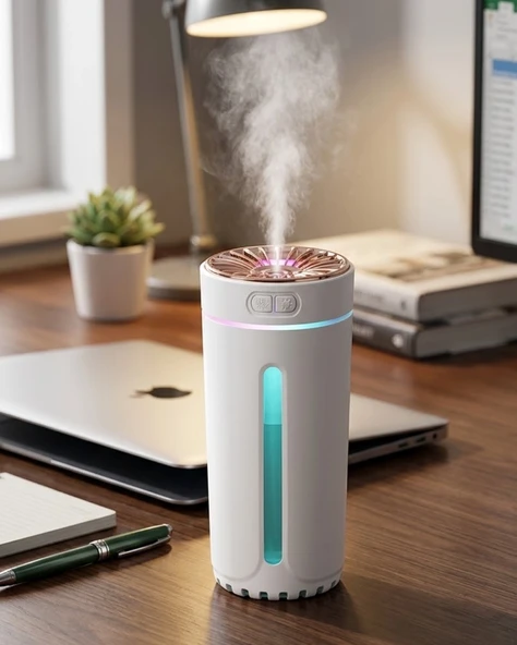 Mini Araç Nemlendirici 5 Esans Hediyeli USB Işıklı Koku Difüzörü ürün görseli 1