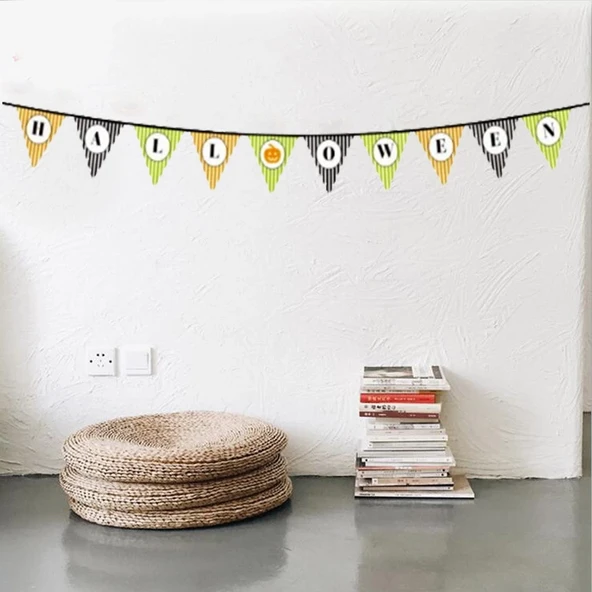 Cadılar Bayramı Kabak Temalı Halloween Yazılı Banner Süs Flama 3 Metre ürün görseli 1