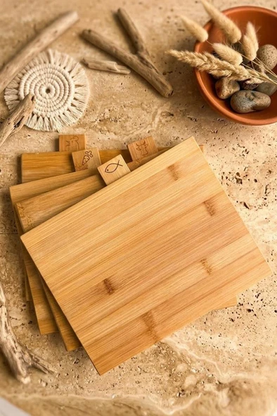 Atbyhome 4'lü Farklı Yemek Grupları İçin Bambu Kesme Tahtası Seti ürün görseli 1