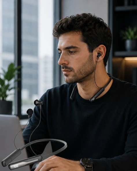 Bluetooth 5.4 Boyun Askılı Kulaklık Manyetik Kulaklıklı Type C Şarjlı ürün görseli 1