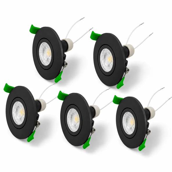 Siyah LED Spot Seti 5’li Yuvarlak Kasa 4000K Doğal Beyaz GU10 Ampul Dahil Tak Çalıştır 6,5cm Gömme Tavan Spotu ürün görseli 1