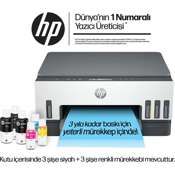 HP Smart Tank 720 All-in-One Yazıcı, Baskı, Tarama, Kopyalama, Kablosuz, 6UU46A ürün görseli 1