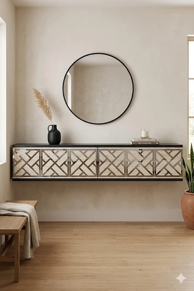DA1238ATS AREX Dresuar , Antre Hol Rafı Antrasit-Traverten-Silver 120cm ürün görseli 1