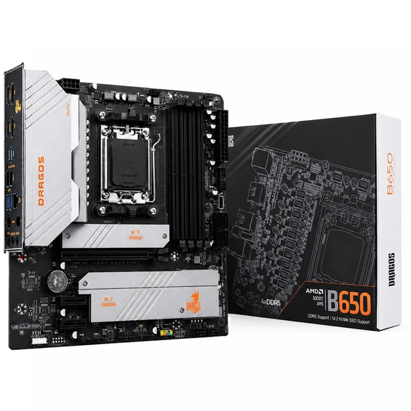 Dragos Gaming B650 4D 3x M.2 4x DDR5 6000MHz Type-C Usb 3.2 Hdmi Dp 2.5 G.Lan AM5 mATX Anakart ürün görseli 1