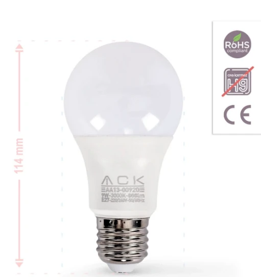 Ack Led Ampul 9W E27 Günışığı - Resim 3