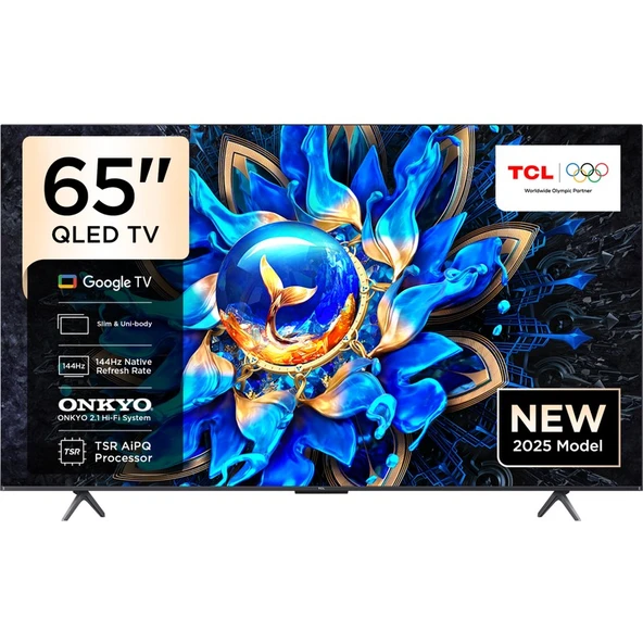 TCL 65T8C  65" 165 Ekran Uydu Alıcılı 4K Ultra HD QLED Google TV ürün görseli 1