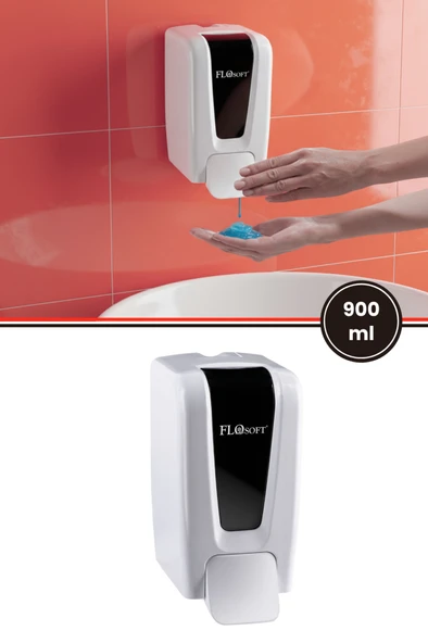 Flosoft F248 Manuel Gagalı Sıvı Sabun Dispenseri, 900 ml Banyo Mutfak Duvara Monte Sabunluk Beyaz ürün görseli 1