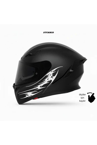 STCKRCO Tribal Desen Kask Stickerı | Motor Kask Yanı Sticker | Tribal Desen Motosiklet Sticker | Tribal Desen Sticker Beyaz ürün görseli 1