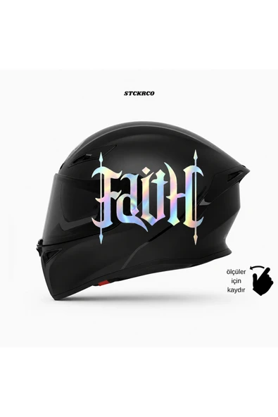 STCKRCO Faith Kask Stickerı | Motor Kask Yanı Sticker | Faith Motosiklet Sticker | Faith Sticker Hologram ürün görseli 1