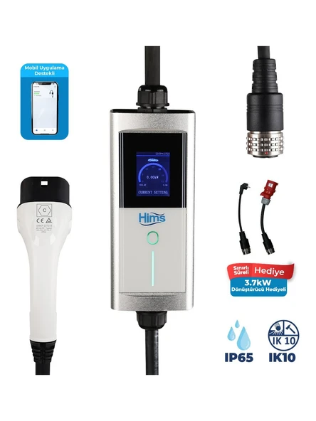 Hims 22kW Tip 2 Taşınabilir Mobil Elektrikli Araç Şarj İstasyonu HCTK-22-G ürün görseli 1
