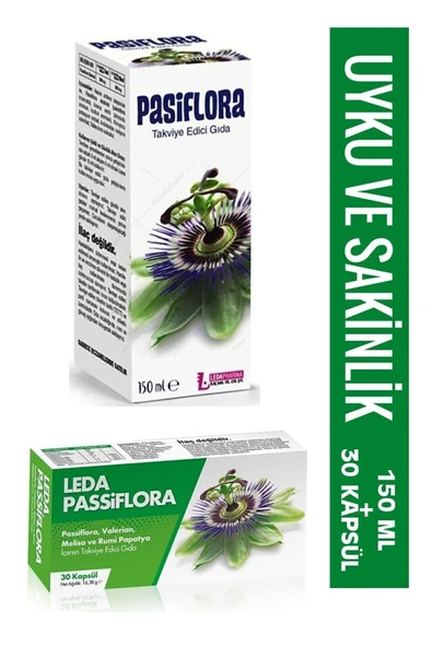 LEDA LEDA Pasiflora 30 Kapsul Ve Pasiflora Sıvı Takviye Edici Gıda Şurup 150 ml Set ürün görseli 1