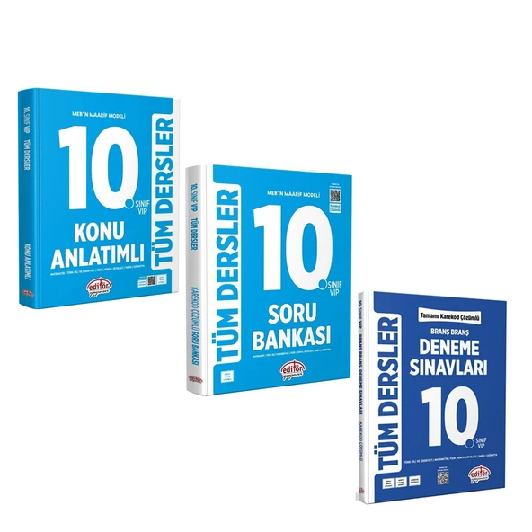 Editör Yayınları 10.Sınıf VİP Tüm Dersler Konu Soru ve Deneme Seti 3 Kitap ürün görseli 1