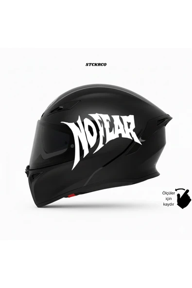 STCKRCO No Fear "Korku Yok" Kask Stickerı | Motor Kask Yanı Sticker | Motosiklet Sticker Beyaz ürün görseli 1
